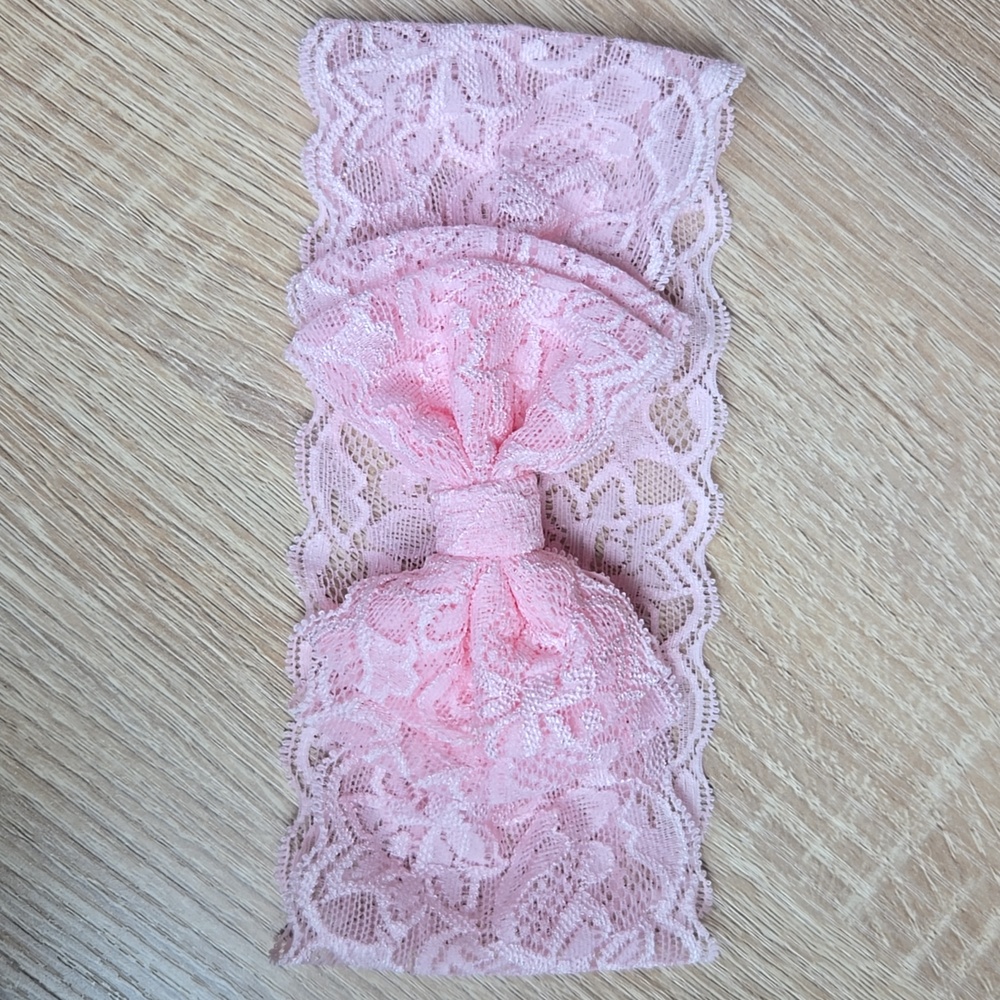Baby Girl Lace Bowknot Headband Elastic Headwrap Toddler Kids Pink Bow Hairband